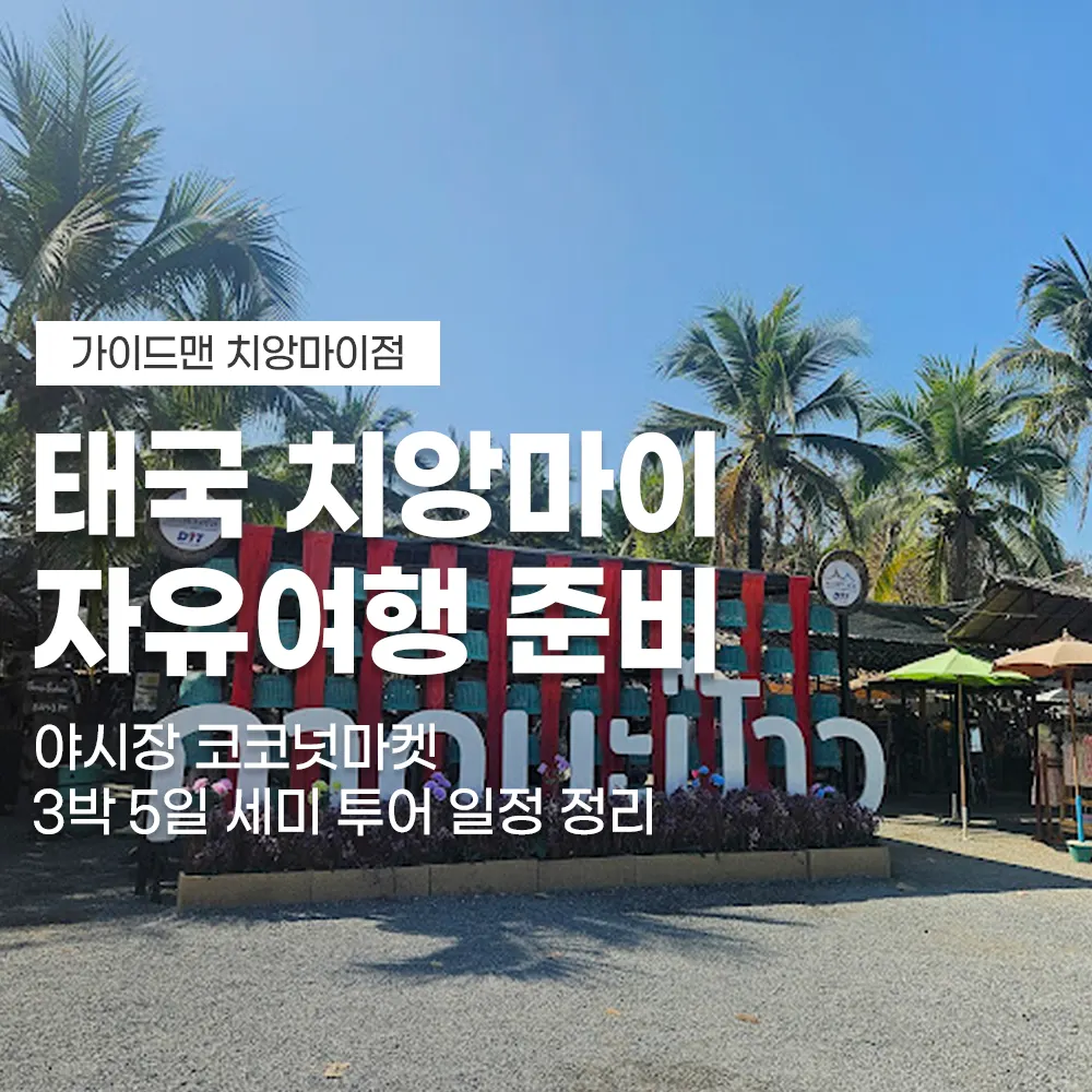 태국 치앙마이 자유여행 준비 야시장 코코넛마켓 3박 5일 세미 투어 일정 정리